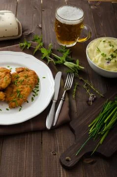 Schnitzel with herbs, Stock Photos