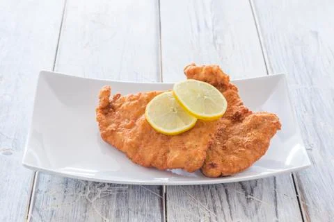 Schnitzel on a plate Stock Photos