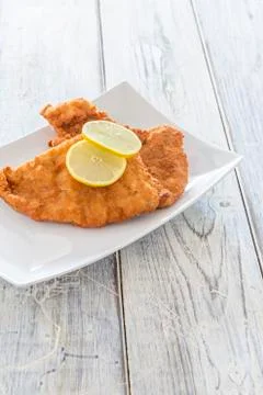Schnitzel on a plate Stock Photos