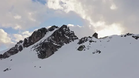 Schochenspitze Austria Tyrol Alps Snow and dramatic clouds, high mountains, Video stock 168724873