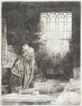 A Scholar in his Study ("Faust"). Rembrandt Harmensz. van Rijn (Netherlands.. Illustrazione stock