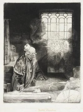 A Scholar in his Study ("Faust"). Rembrandt Harmensz. van Rijn (Netherlands.. Illustrazione stock