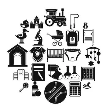 Scholar icons set, simple style Stock Illustration