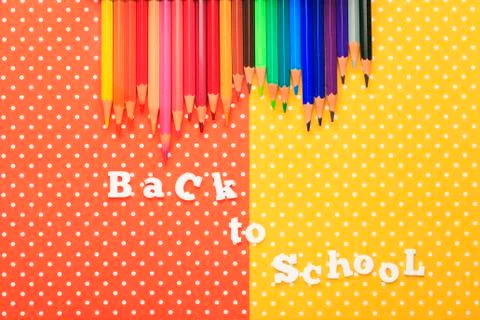 Scholar material to back to school in colored background Foto stock