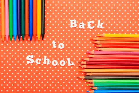 Scholar material to back to school in colored background Stock Photos