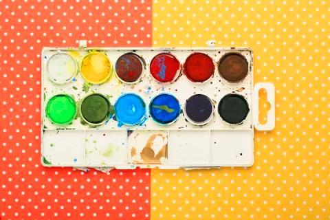 Scholar material to back to school in colored background Stock Photos