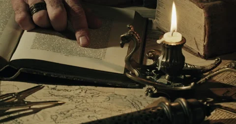 Scholar reading old book Stock Footage 144171080