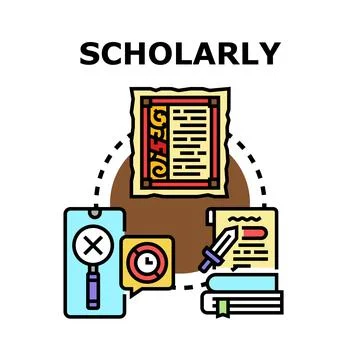Scholarly knowledge research and education concept vector Illustrazione stock