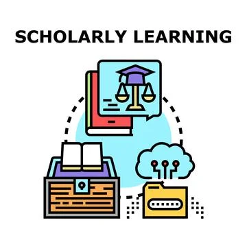 Scholarly learning process achieving educational knowledge development Illustrazione stock