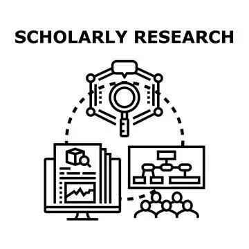 Scholarly research process, exploration, and knowledge sharing 스톡 일러스트