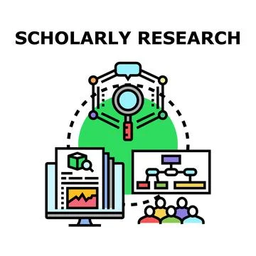 Scholarly research process, exploration, and knowledge sharing 스톡 일러스트
