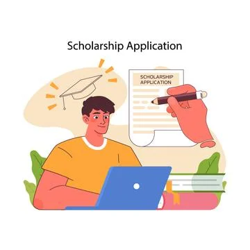 Scholarship application concept. Flat vector illustration Stock Illustration