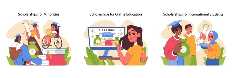 Scholarship diversity set. Flat vector illustration Stockillustratie