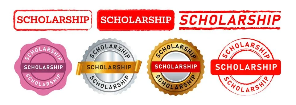 Scholarship rectangle circle stamp and seal badge sign for opportunity Stock Illustration