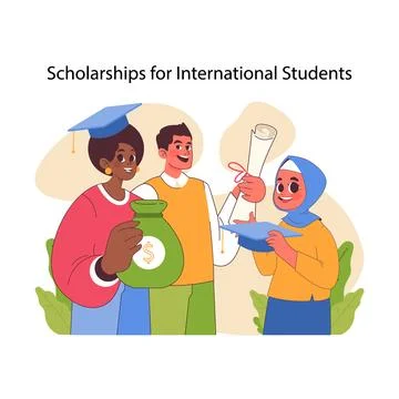 Scholarships for international students. Flat vector illustration 스톡 일러스트