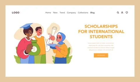 Scholarships for international students. Flat vector illustration 스톡 일러스트