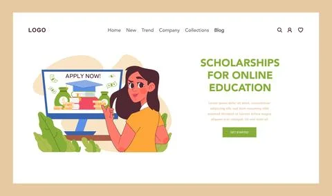Scholarships for online education. Flat vector illustration イラスト素材