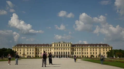 Schonbrunn palace under dramatic sky time lapse Stock Footage 134989586