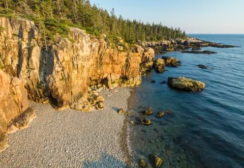 Schoodic Peninsula rocky cliffs Stock Photos
