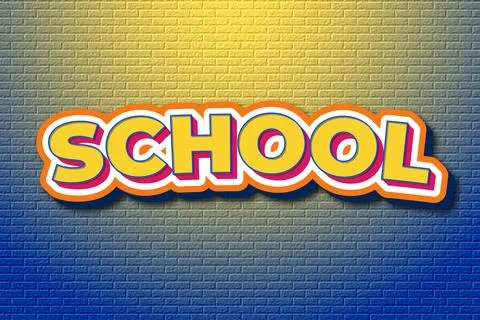 School 3d editable text effect Illustrazione stock