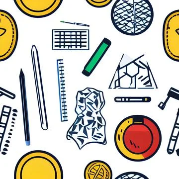 School abstract pattern seamless, random element vintage design wallpaper Illustrazione stock