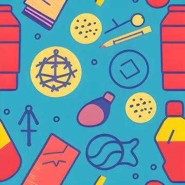 School abstract pattern seamless, random element vintage design wallpaper Stock Illustration
