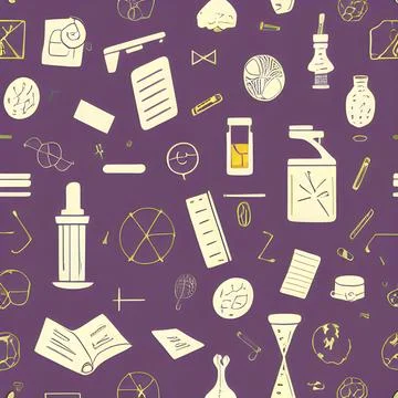 School abstract pattern seamless, random element vintage design wallpaper Stock Illustration