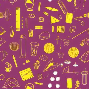 School abstract pattern seamless, random element vintage design wallpaper Stock Illustration