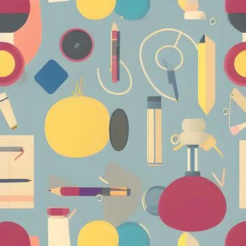 School abstract pattern seamless, random element vintage design wallpaper Stock Illustration