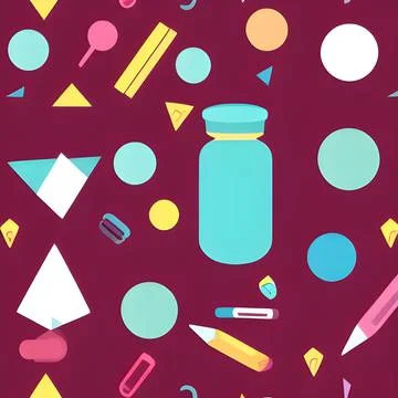 School abstract pattern seamless, random element vintage design wallpaper Stock Illustration