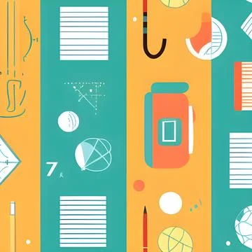 School abstract pattern seamless, random element vintage design wallpaper Stock Illustration