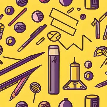 School abstract pattern seamless, random element vintage design wallpaper Stock Illustration