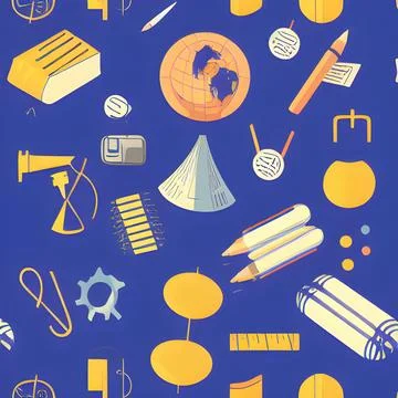 School abstract pattern seamless, random element vintage design wallpaper Stock Illustration