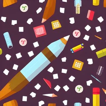 School abstract pattern seamless, random element vintage design wallpaper Stock Illustration