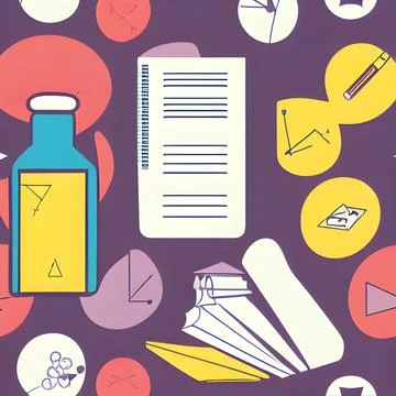 School abstract pattern seamless, random element vintage design wallpaper 스톡 일러스트