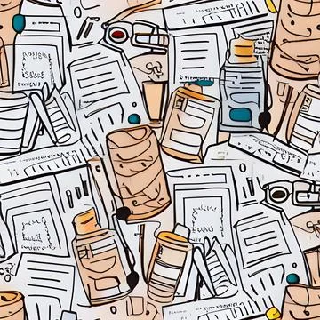 School abstract pattern seamless, random element vintage design wallpaper Stock Illustration