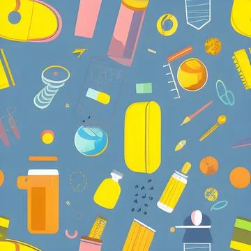 School abstract pattern seamless, random element vintage design wallpaper Stock Illustration