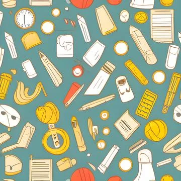 School abstract random seamless, pattern element vintage design wallpaper Stock Illustration