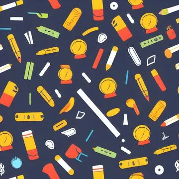 School abstract random seamless, pattern element vintage design wallpaper Stock Illustration