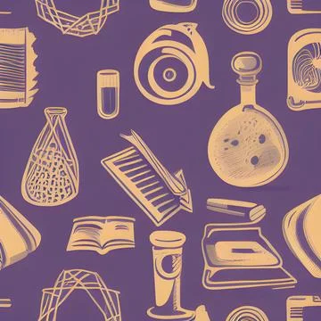 School abstract random seamless, pattern element vintage design wallpaper Stock Illustration