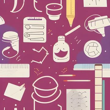 School abstract random seamless, pattern element vintage design wallpaper 스톡 일러스트