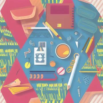 School abstract random seamless, pattern element vintage design wallpaper Stock Illustration