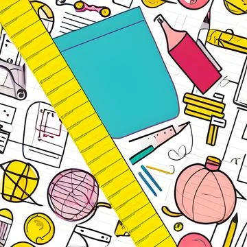 School abstract random seamless, pattern element vintage design wallpaper Illustrazione stock