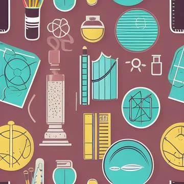 School abstract random seamless, pattern element vintage design wallpaper Stock Illustration
