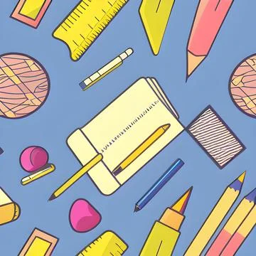 School abstract random seamless, pattern element vintage design wallpaper Stock Illustration