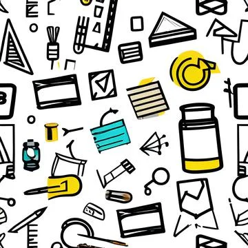 School abstract random seamless, pattern element vintage design wallpaper イラスト素材