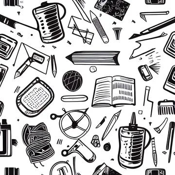 School abstract random seamless, pattern element vintage design wallpaper Stock Illustration