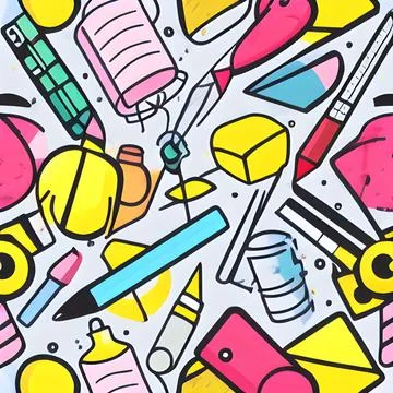 School abstract random seamless, pattern element vintage design wallpaper Stock Illustration