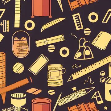 School abstract random seamless, pattern element vintage design wallpaper Stock Illustration