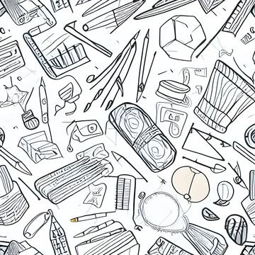 School abstract random seamless, pattern element vintage design wallpaper Stock Illustration